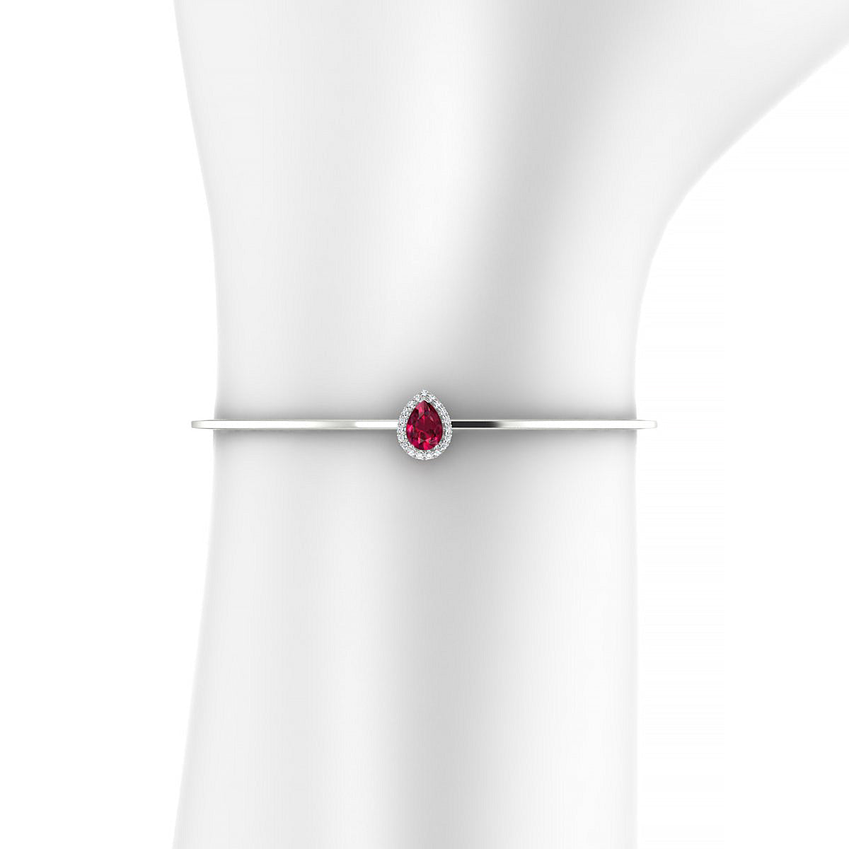 Solar | 18k White Gold 7 x 5 mm Pear Ruby Bangle