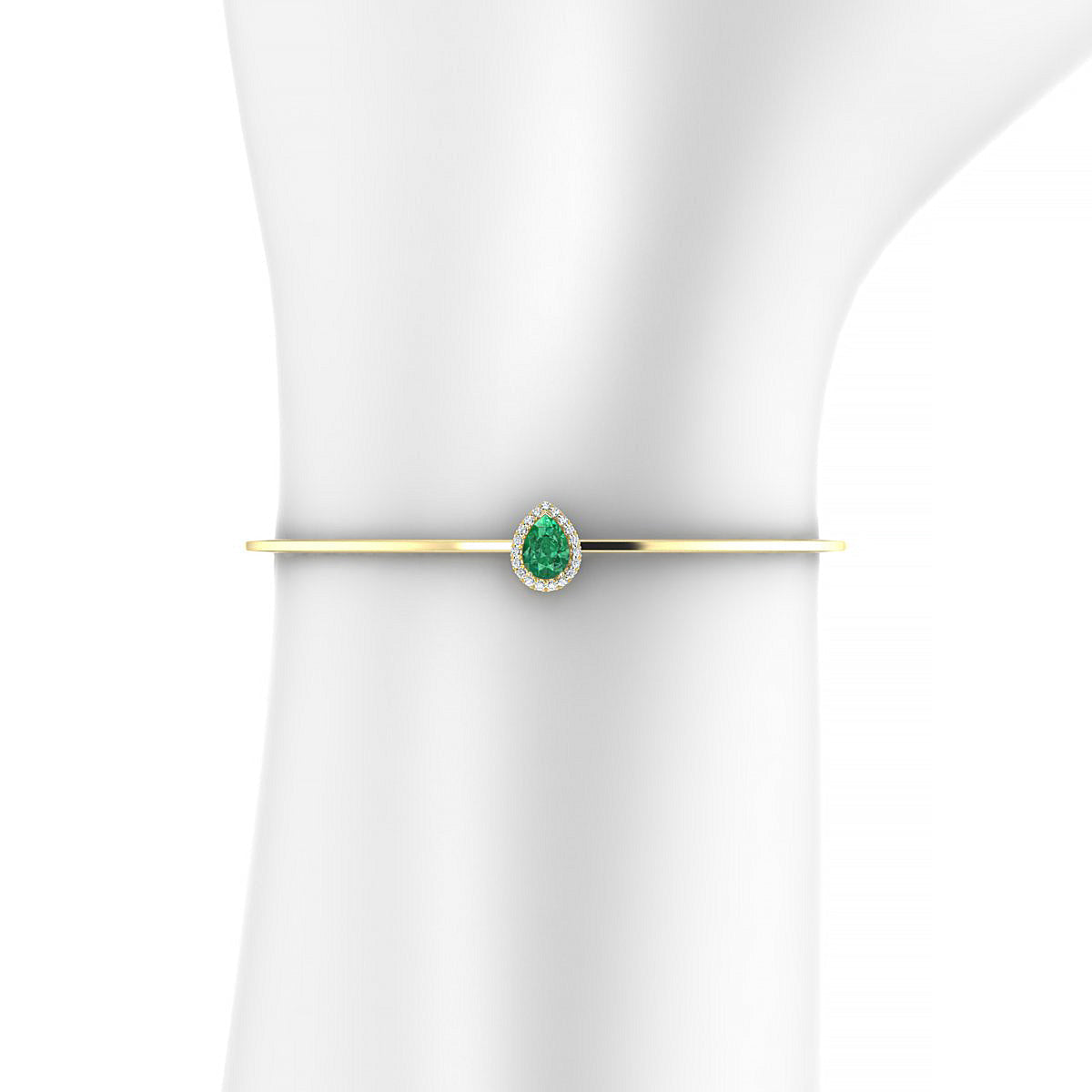 Solar | 18k Yellow Gold 7 x 5 mm Pear Emerald Bangle