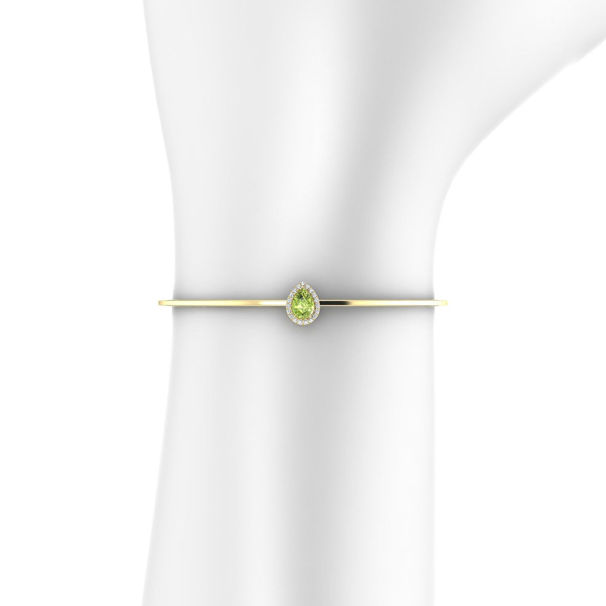 Solar | 18k Yellow Gold 7 x 5 mm Pear Peridot Bangle