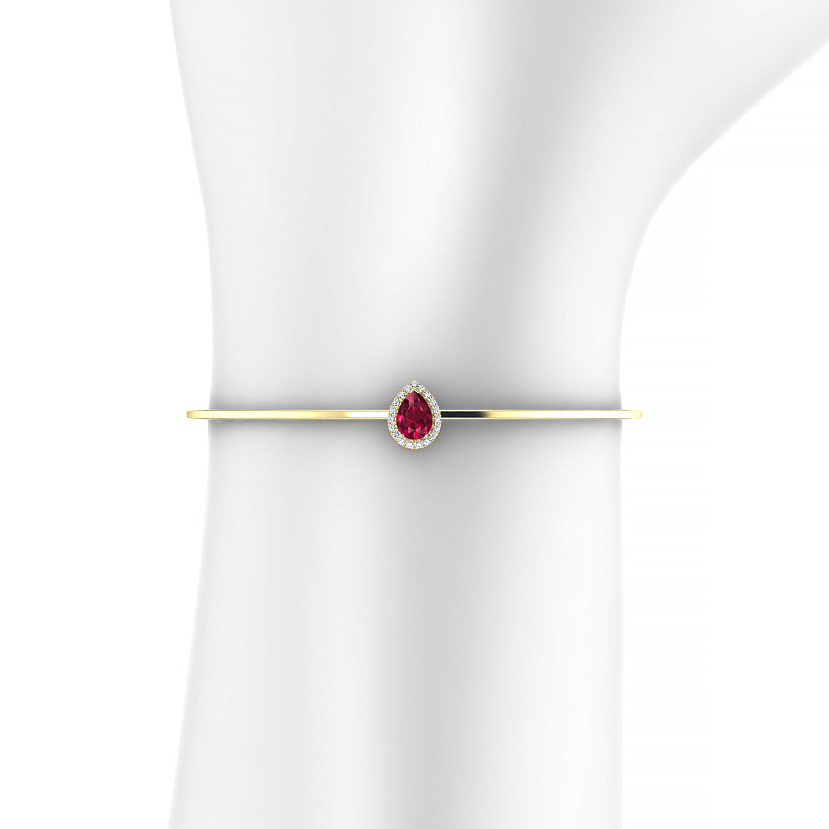 Solar | 18k Yellow Gold 7 x 5 mm Pear Ruby Bangle