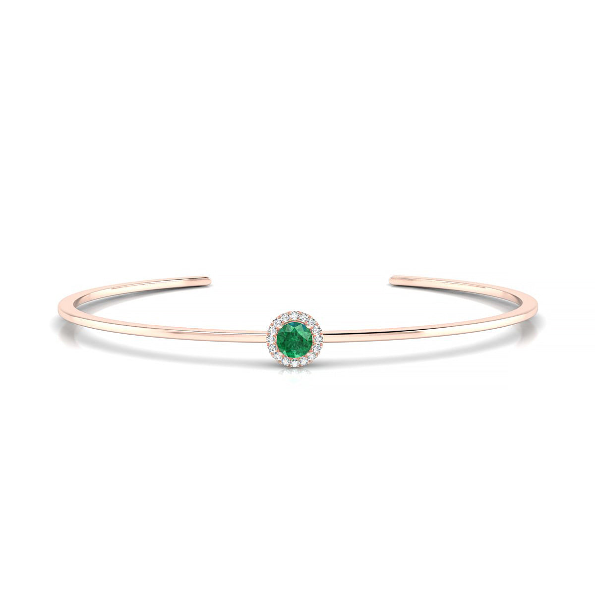 Solar | 18k Rose Gold 4.5 mm Round Emerald Bangle