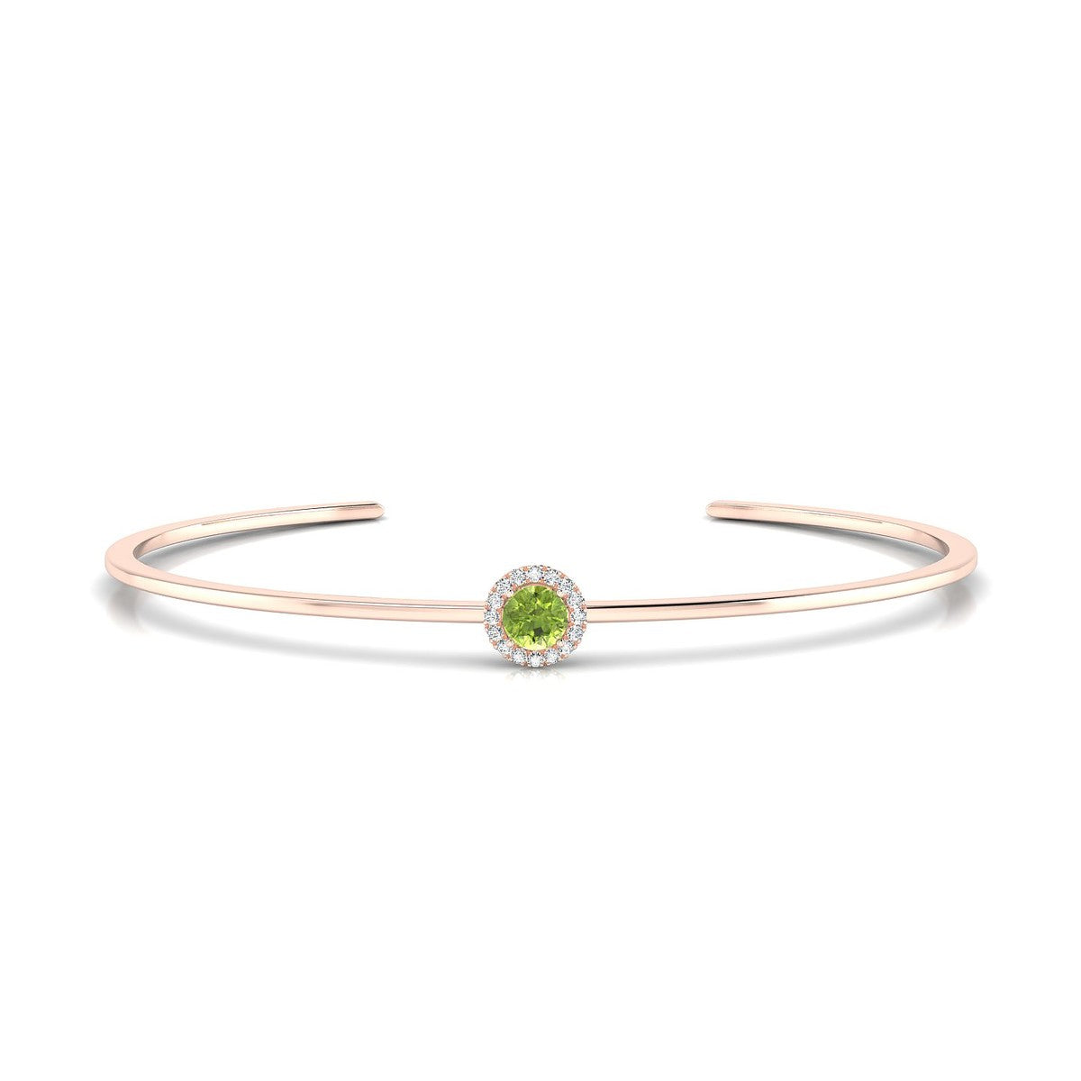 Solar | 18k Rose Gold 4.5 mm Round Peridot Bangle
