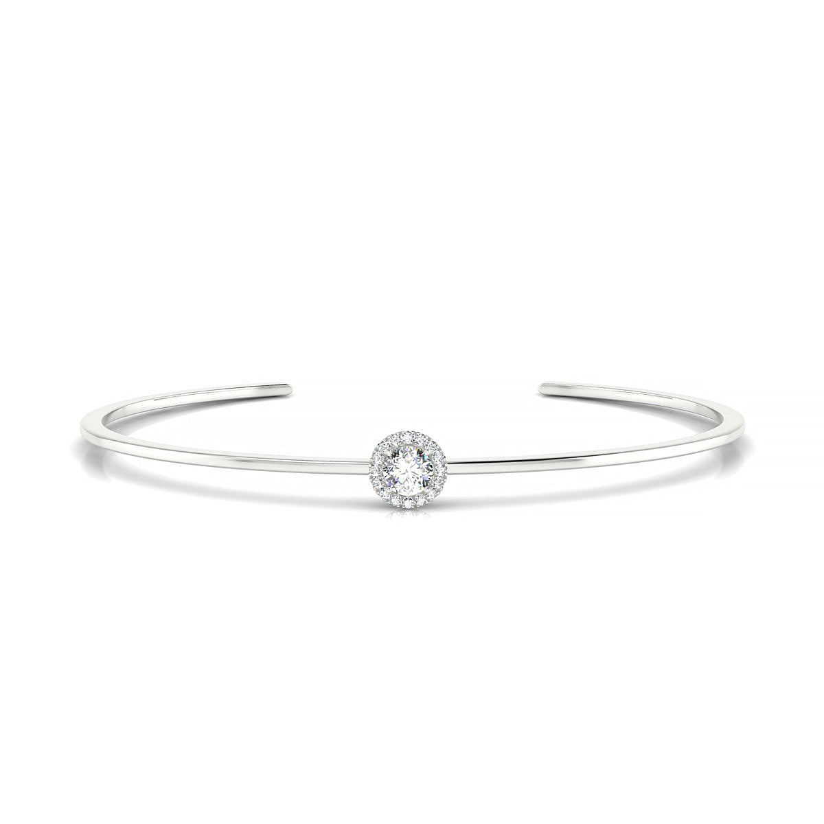 Solar | 18k White Gold 4.5 mm Round Diamond Bangle