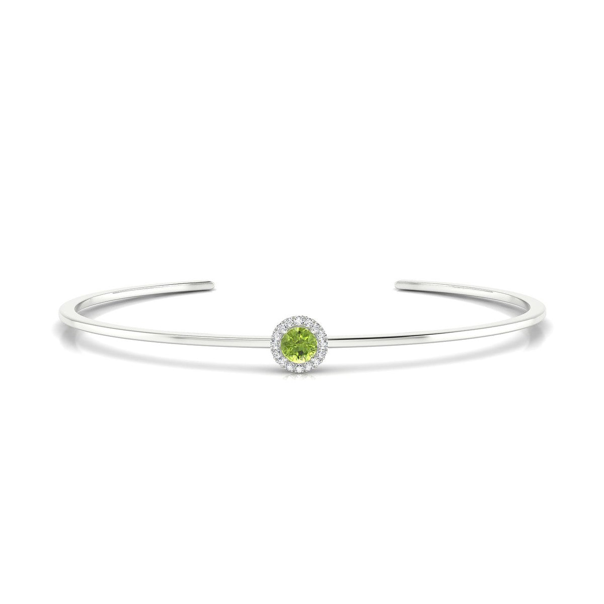 Solar | 18k White Gold 4.5 mm Round Peridot Bangle