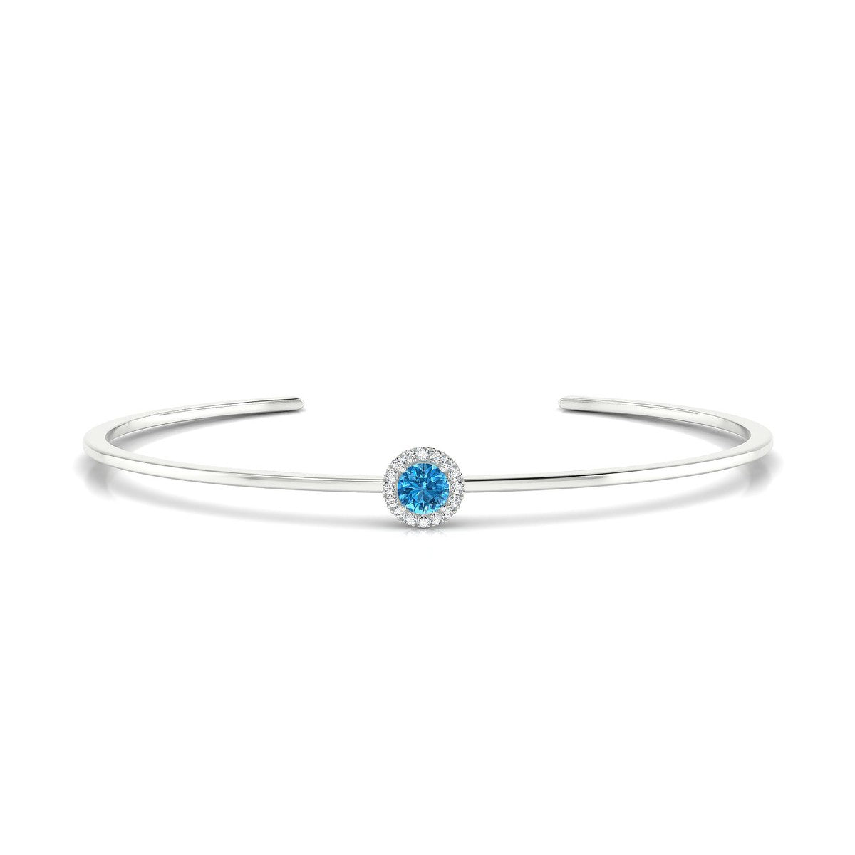Solar | 18k White Gold 4.5 mm Round Topaz Bangle