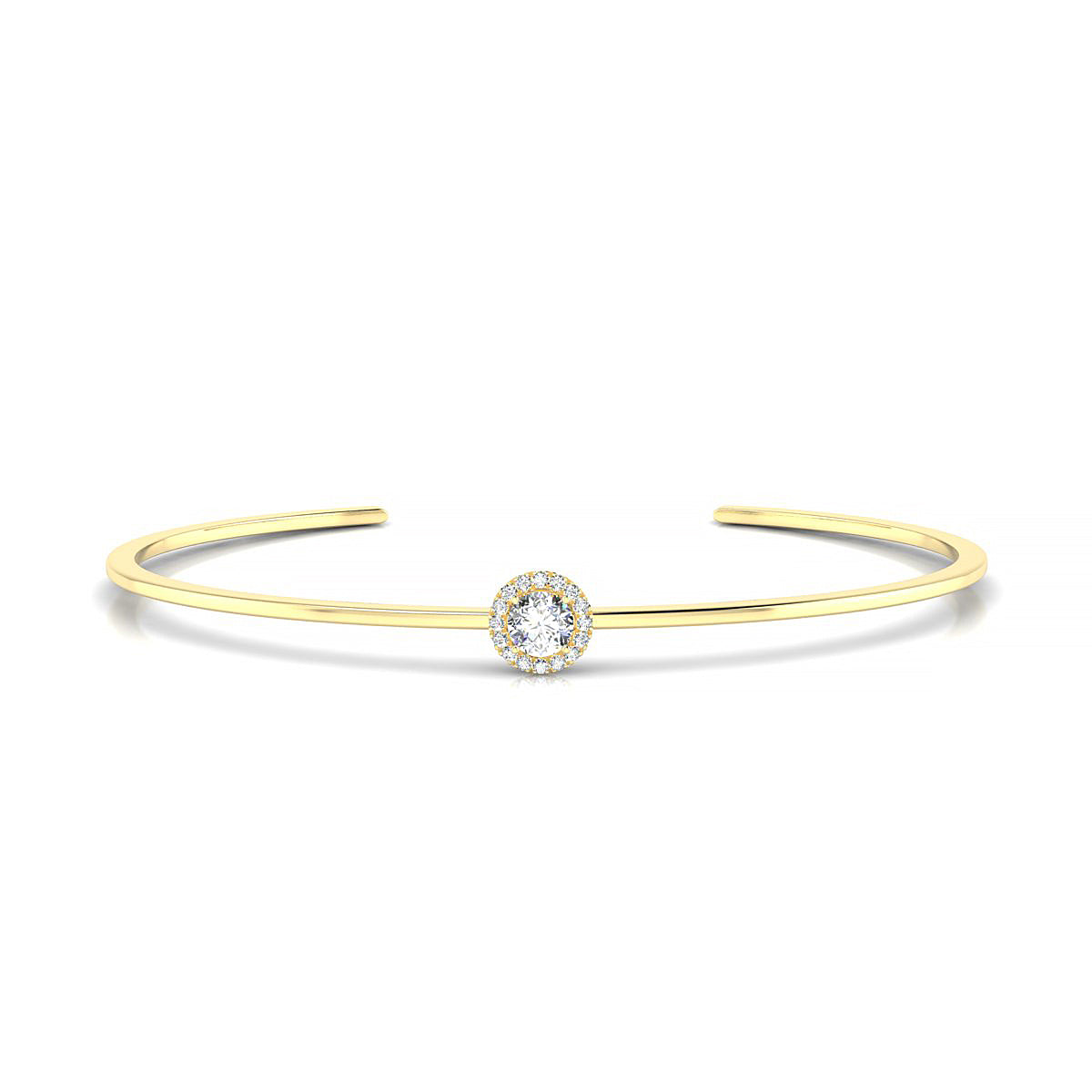 Solar | 18k Yellow Gold 4.5 mm Round Diamond Bangle