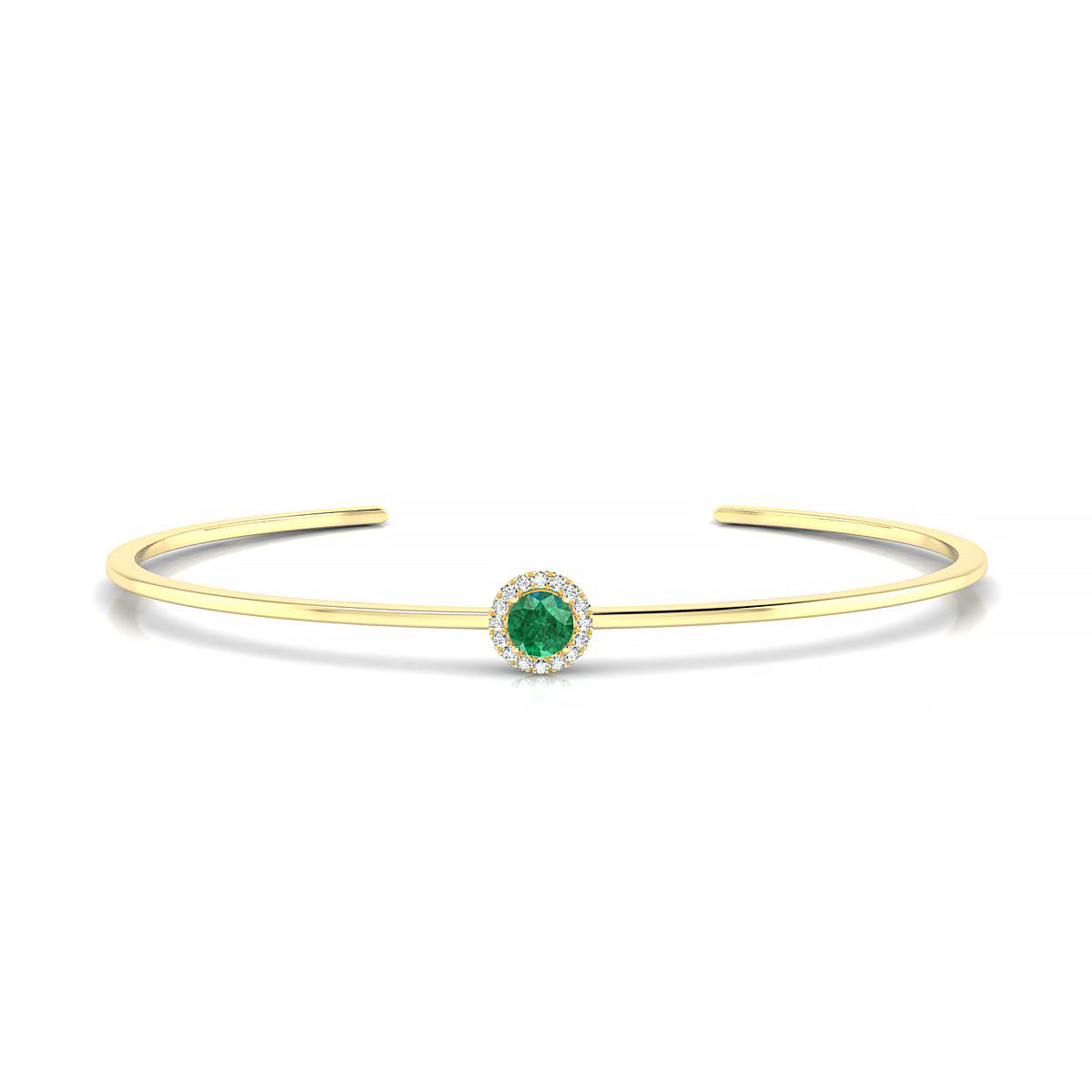 Solar | 18k Yellow Gold 4.5 mm Round Emerald Bangle