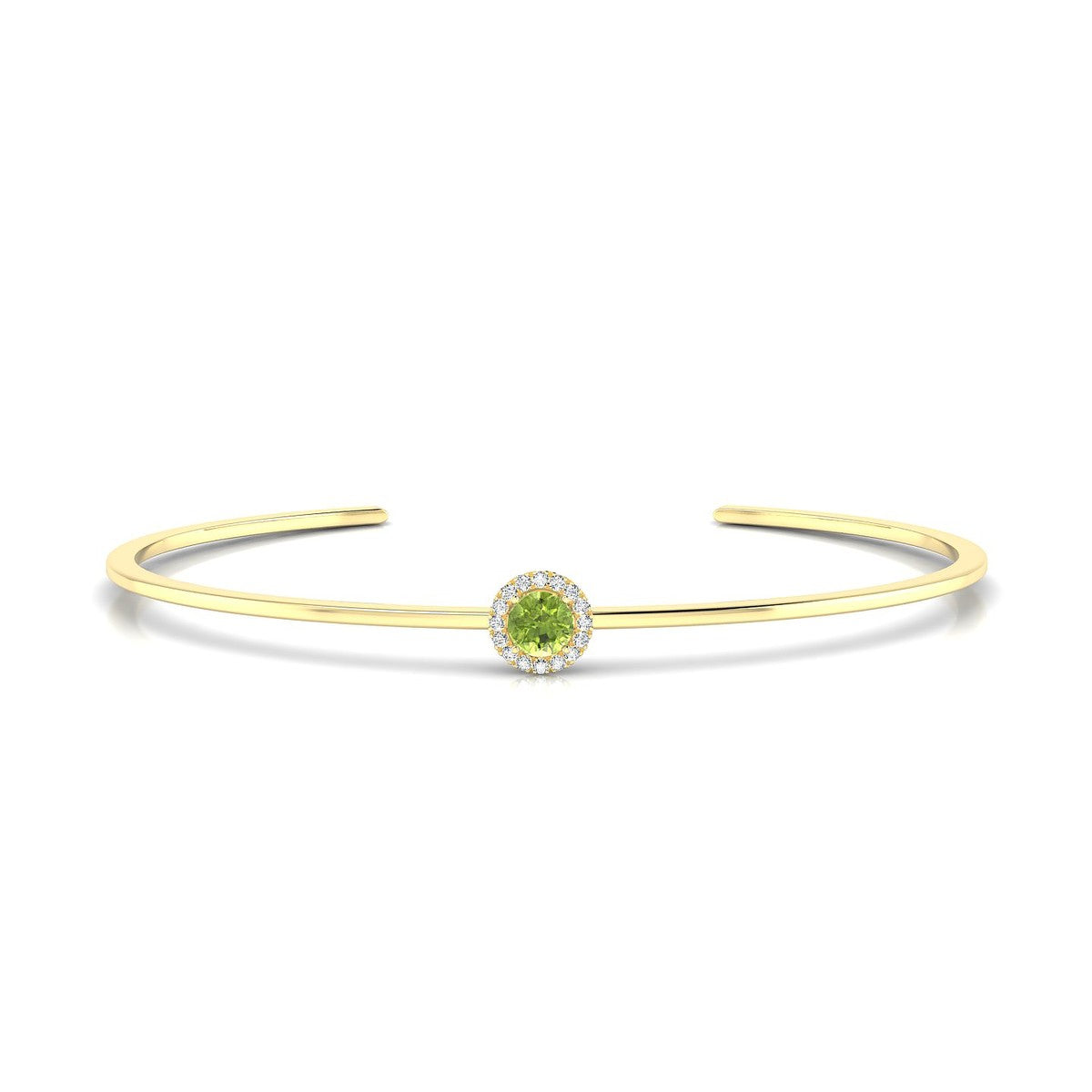 Solar | 18k Yellow Gold 4.5 mm Round Peridot Bangle