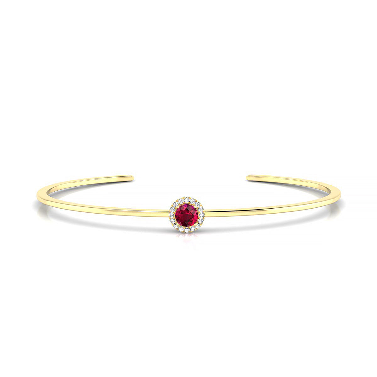 Solar | 18k Yellow Gold 4.5 mm Round Ruby Bangle