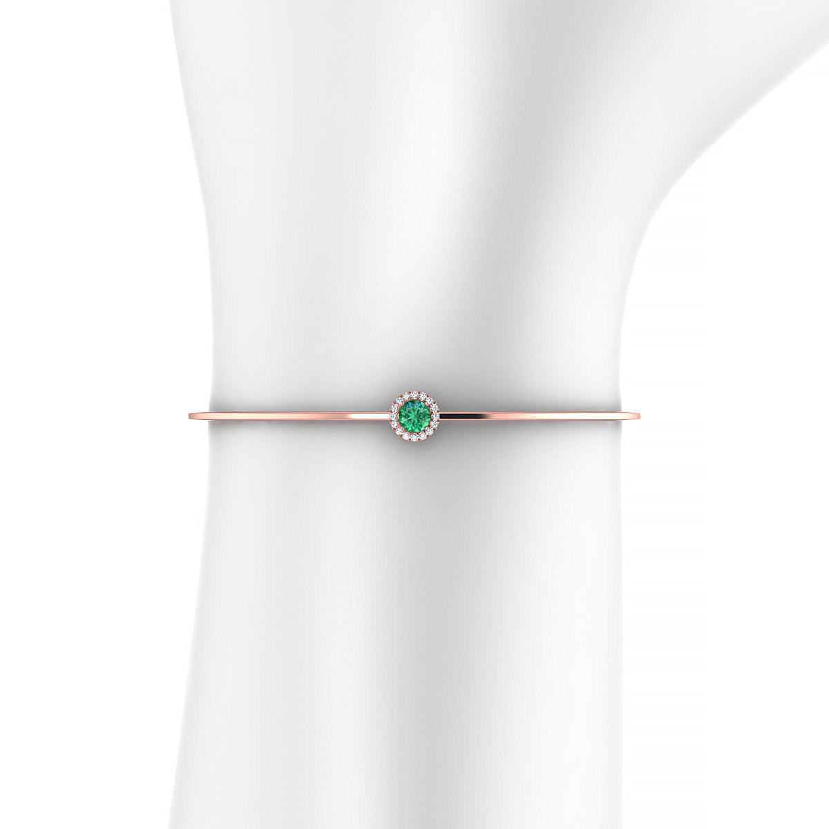 Solar | 18k Rose Gold 4.5 mm Round Emerald Bangle