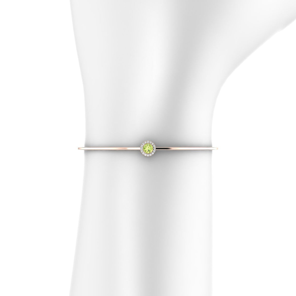 Solar | 18k Rose Gold 4.5 mm Round Peridot Bangle