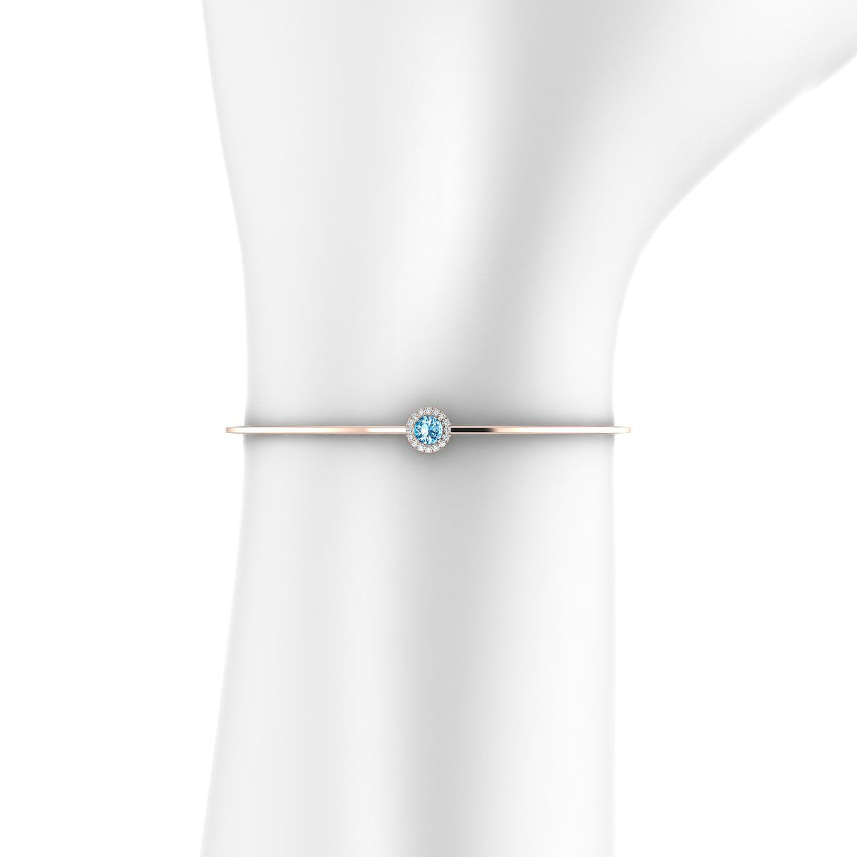 Solar | 18k Rose Gold 4.5 mm Round Topaz Bangle