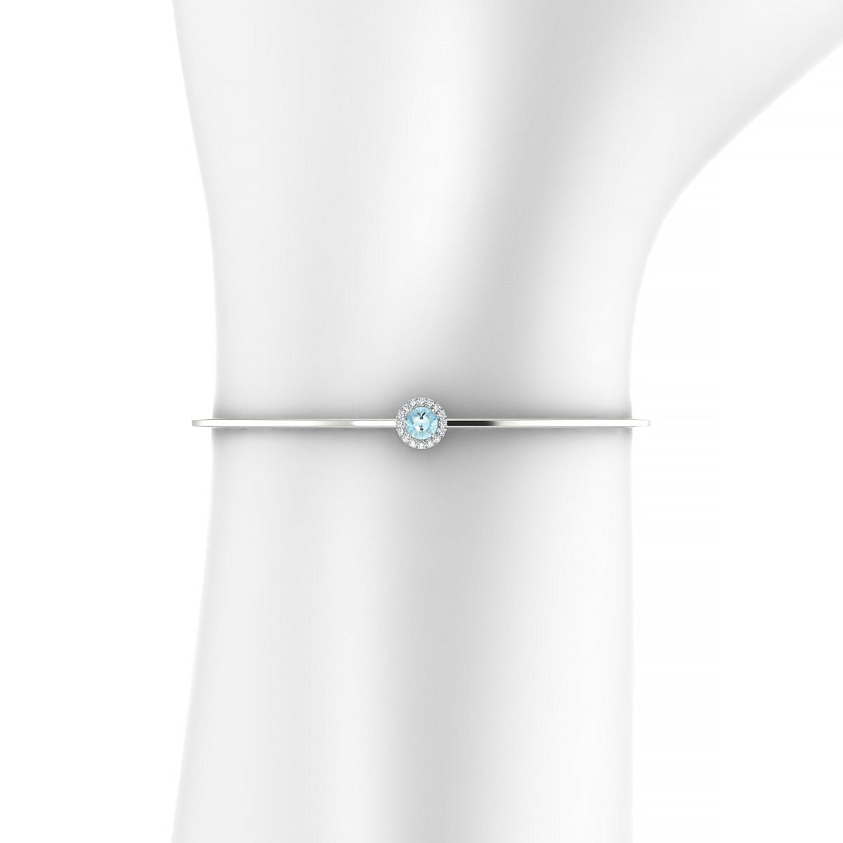 Solar | 18k White Gold 4.5 mm Round Aquamarine Bangle