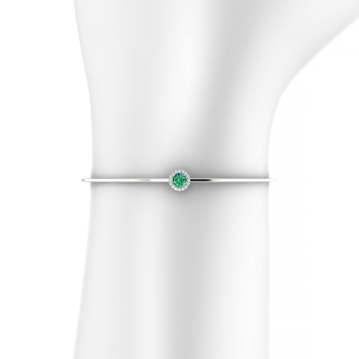 Solar | 18k White Gold 4.5 mm Round Emerald Bangle