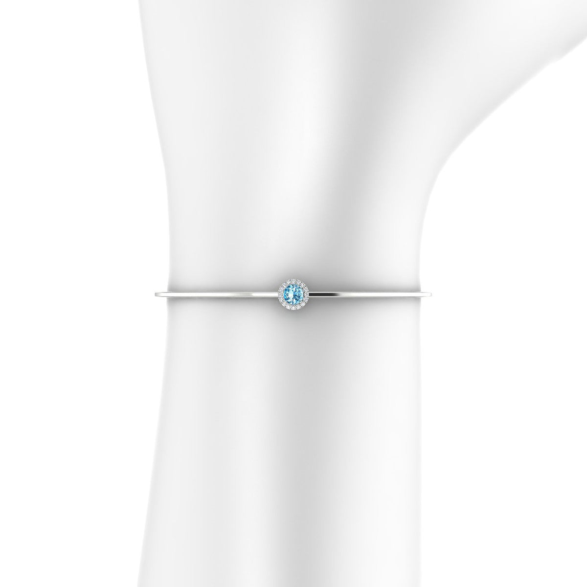 Solar | 18k White Gold 4.5 mm Round Topaz Bangle