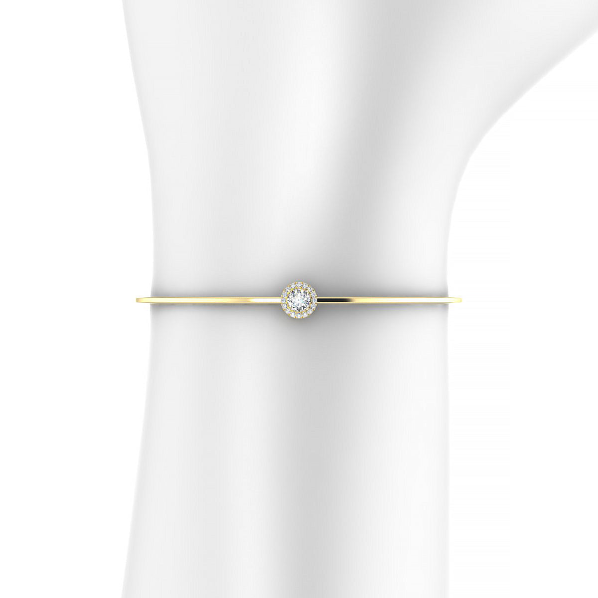 Solar | 18k Yellow Gold 4.5 mm Round Diamond Bangle