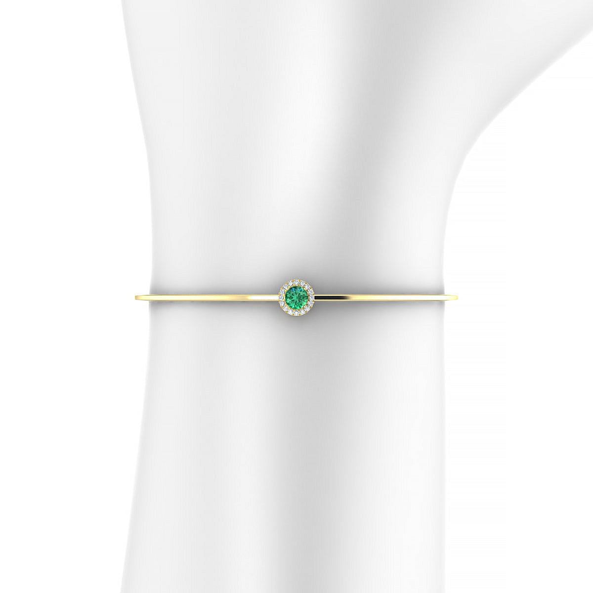 Solar | 18k Yellow Gold 4.5 mm Round Emerald Bangle