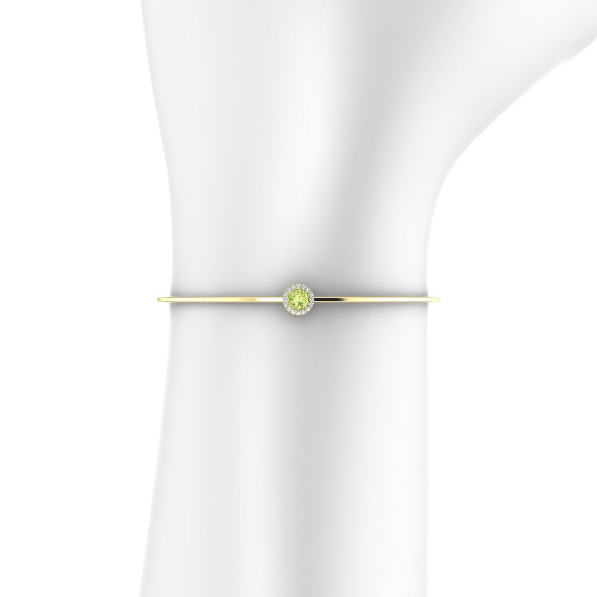 Solar | 18k Yellow Gold 4.5 mm Round Peridot Bangle