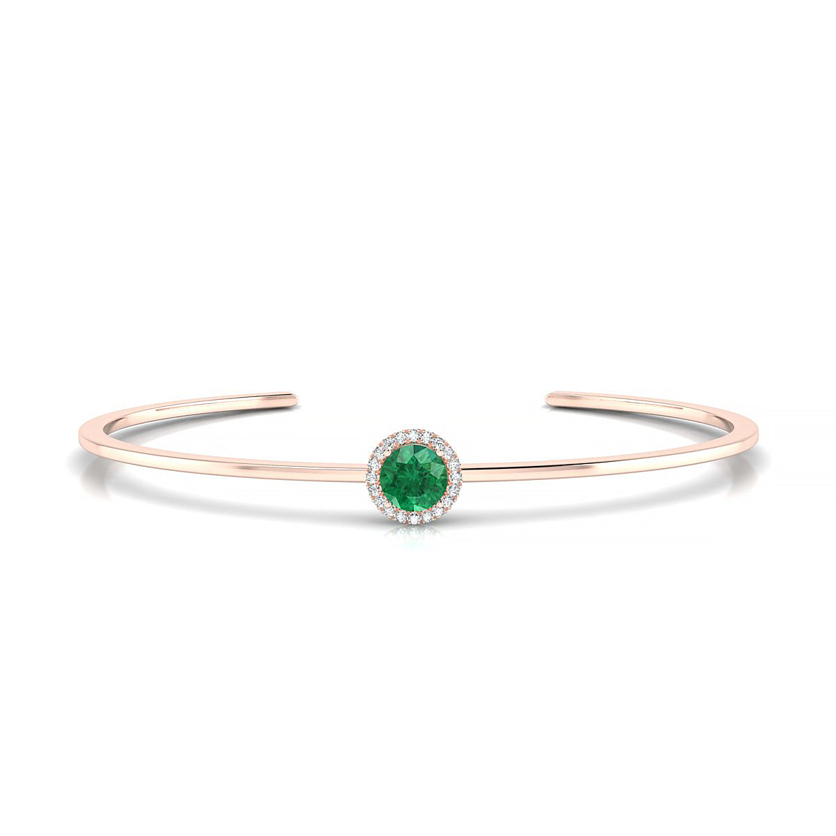 Solar | 18k Rose Gold 6 mm Round Emerald Bangle