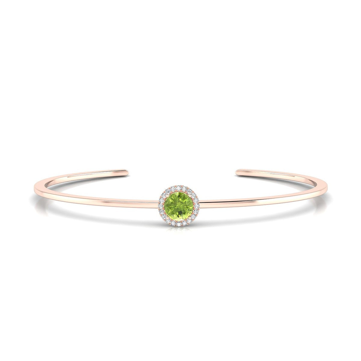 Solar | 18k Rose Gold 6 mm Round Peridot Bangle