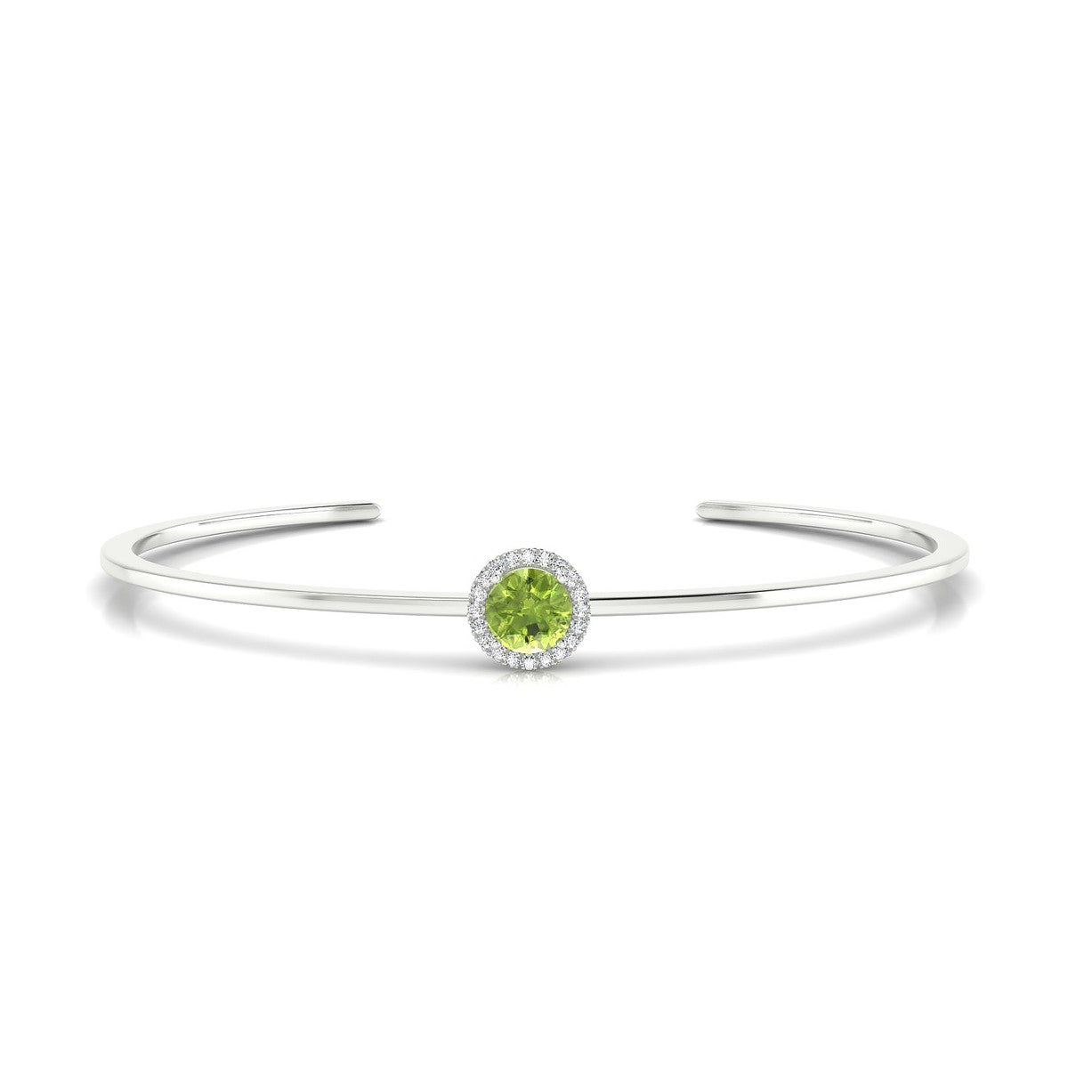 Solar | 18k White Gold 6 mm Round Peridot Bangle