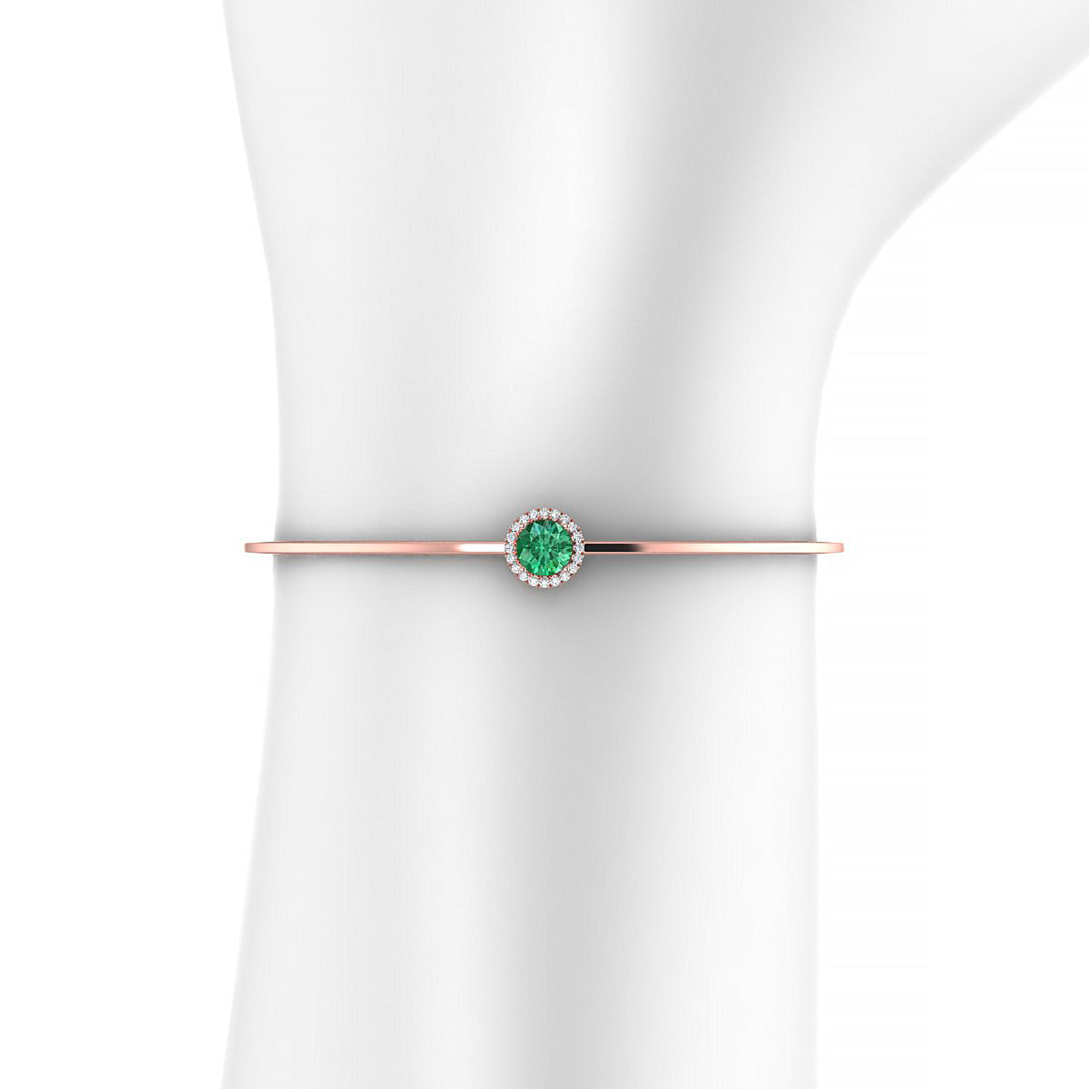 Solar | 18k Rose Gold 6 mm Round Emerald Bangle