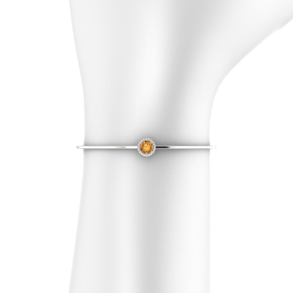 Solar | 18k White Gold 6 mm Round Citrine Bangle