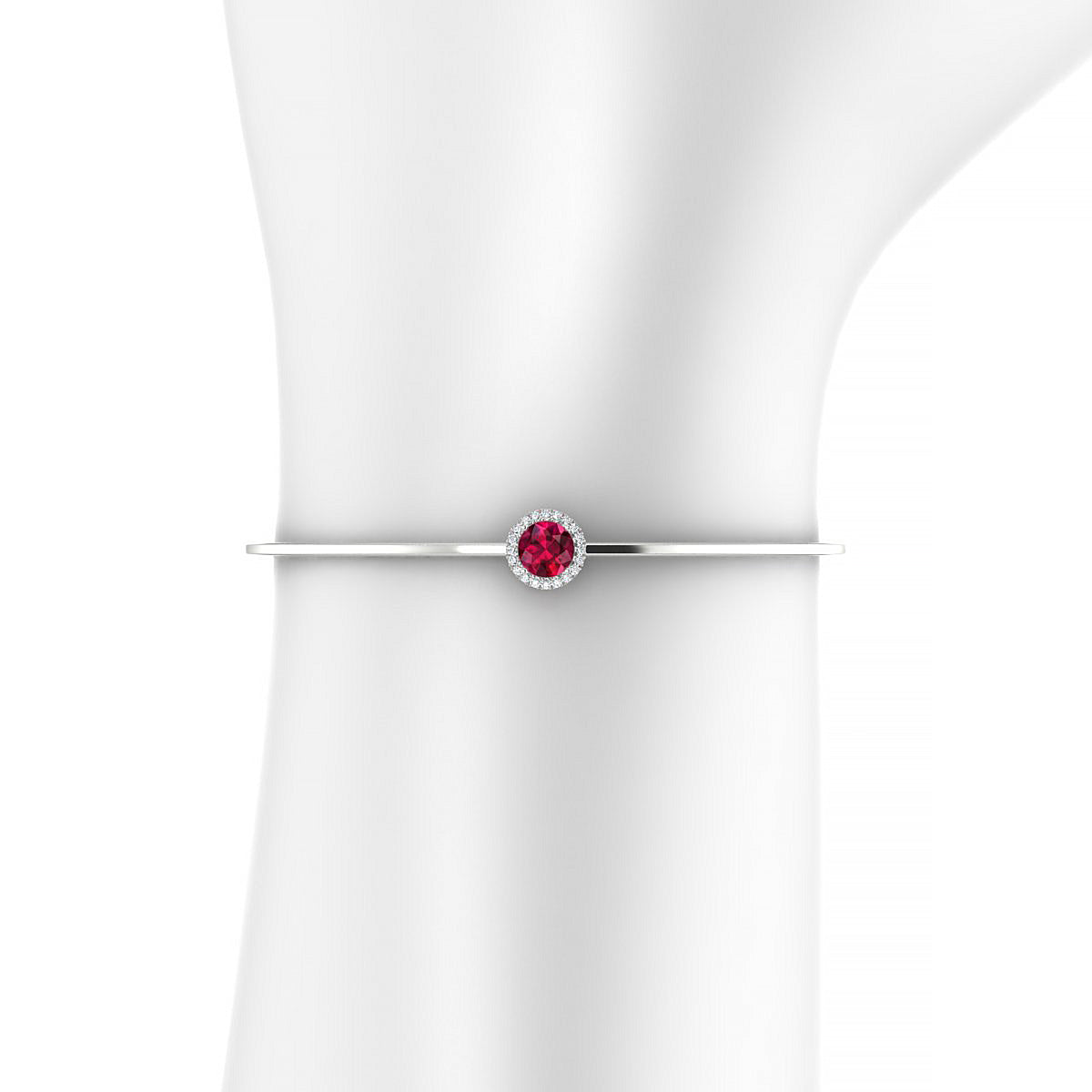 Solar | 18k White Gold 6 mm Round Ruby Bangle