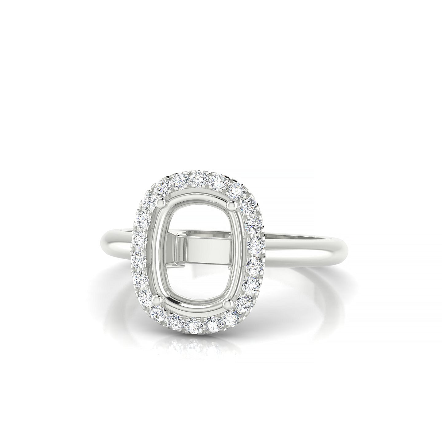 Solar Cushion 2-2.99 ct | 18k White Gold Halo Ring