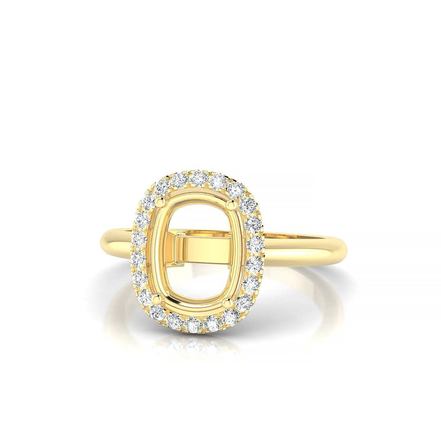 Solar Cushion 2-2.99 ct | 18k Yellow Gold Halo Ring