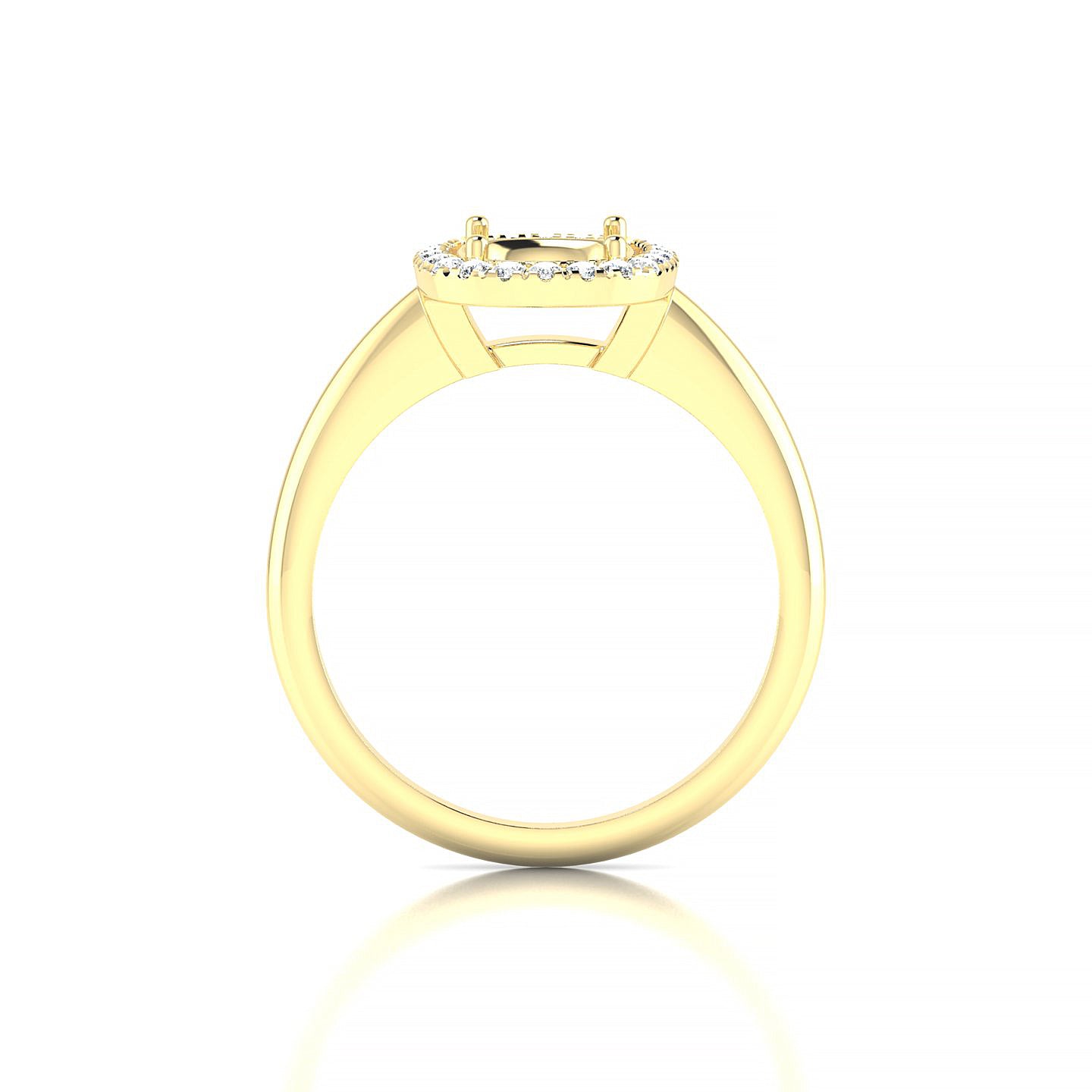Solar Cushion 2-2.99 ct | 18k Yellow Gold Halo Ring