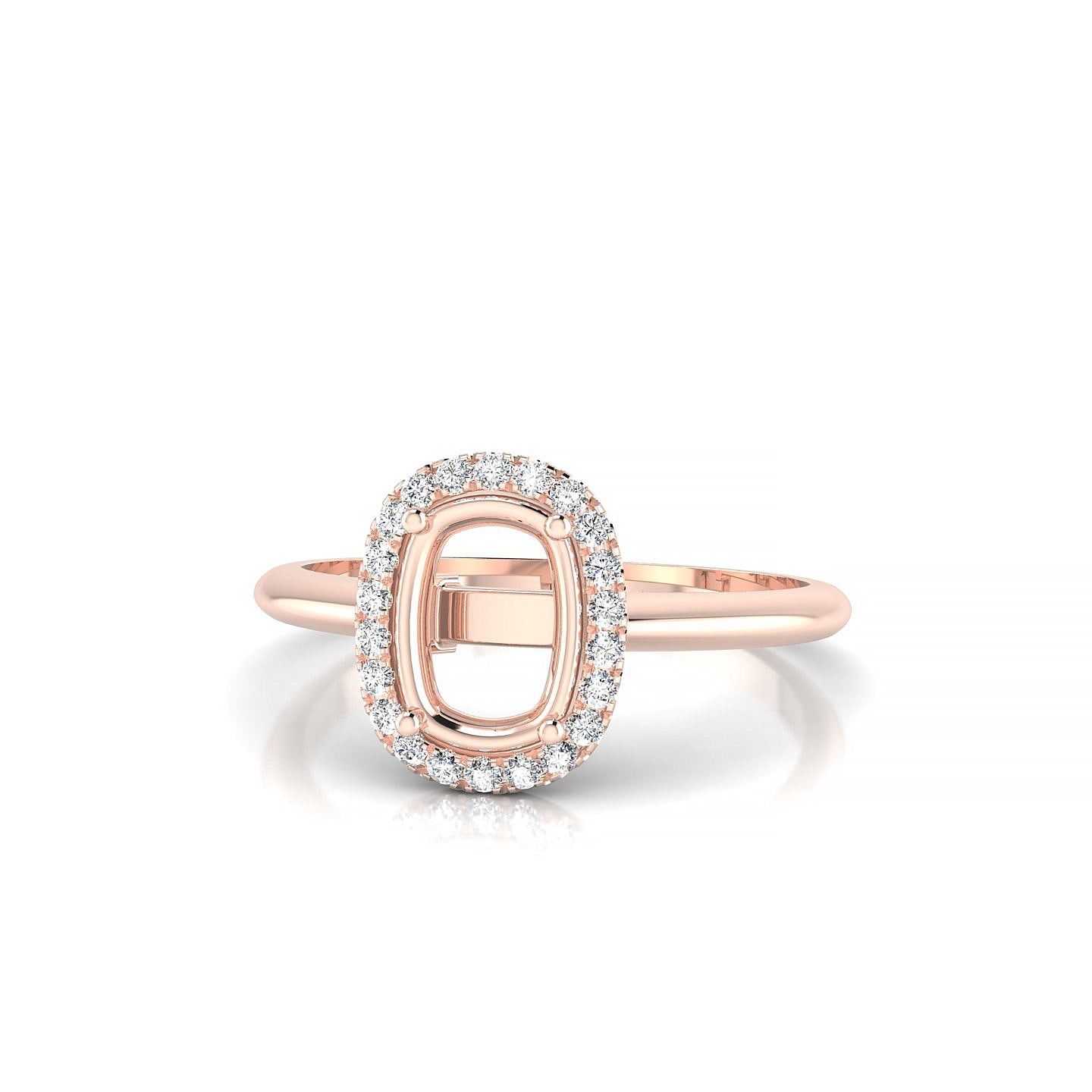 Solar Cushion 1-1.99 ct | 18k Rose Gold Halo Ring