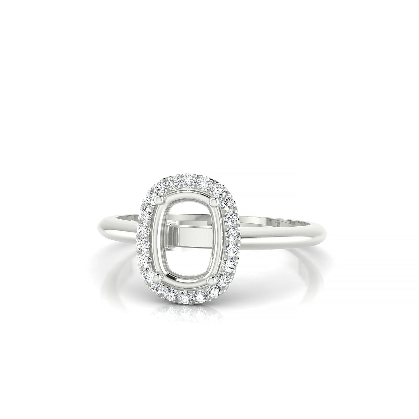 Solar Cushion 1-1.99 ct | 18k White Gold Halo Ring