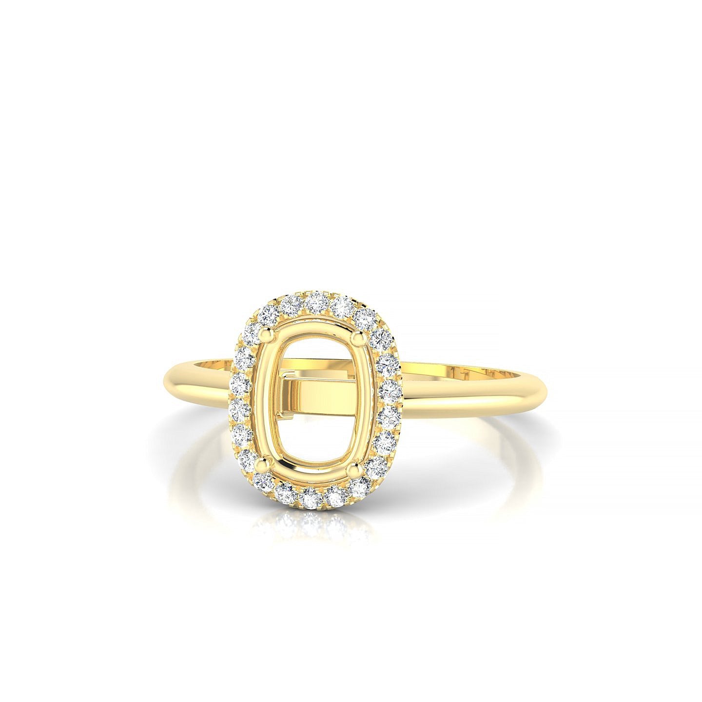 Solar Cushion 1-1.99 ct | 18k Yellow Gold Halo Ring