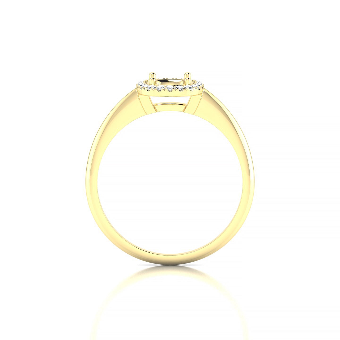 Solar Cushion 1-1.99 ct | 18k Yellow Gold Halo Ring