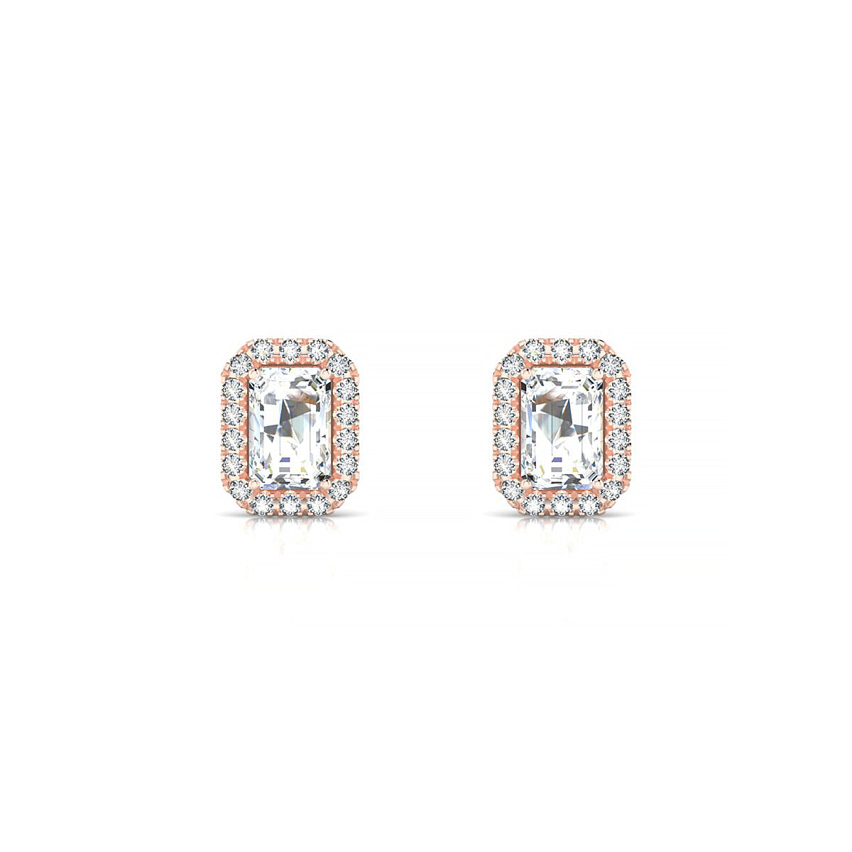 Solar | 18k Rose Gold 6 x 4 mm Emerald Diamond Earrings