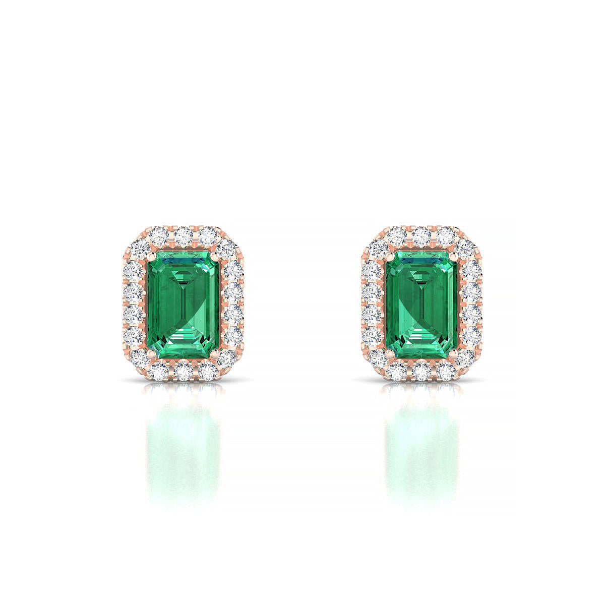 Solar | 18k Rose Gold 6 x 4 mm Emerald Emerald Earrings