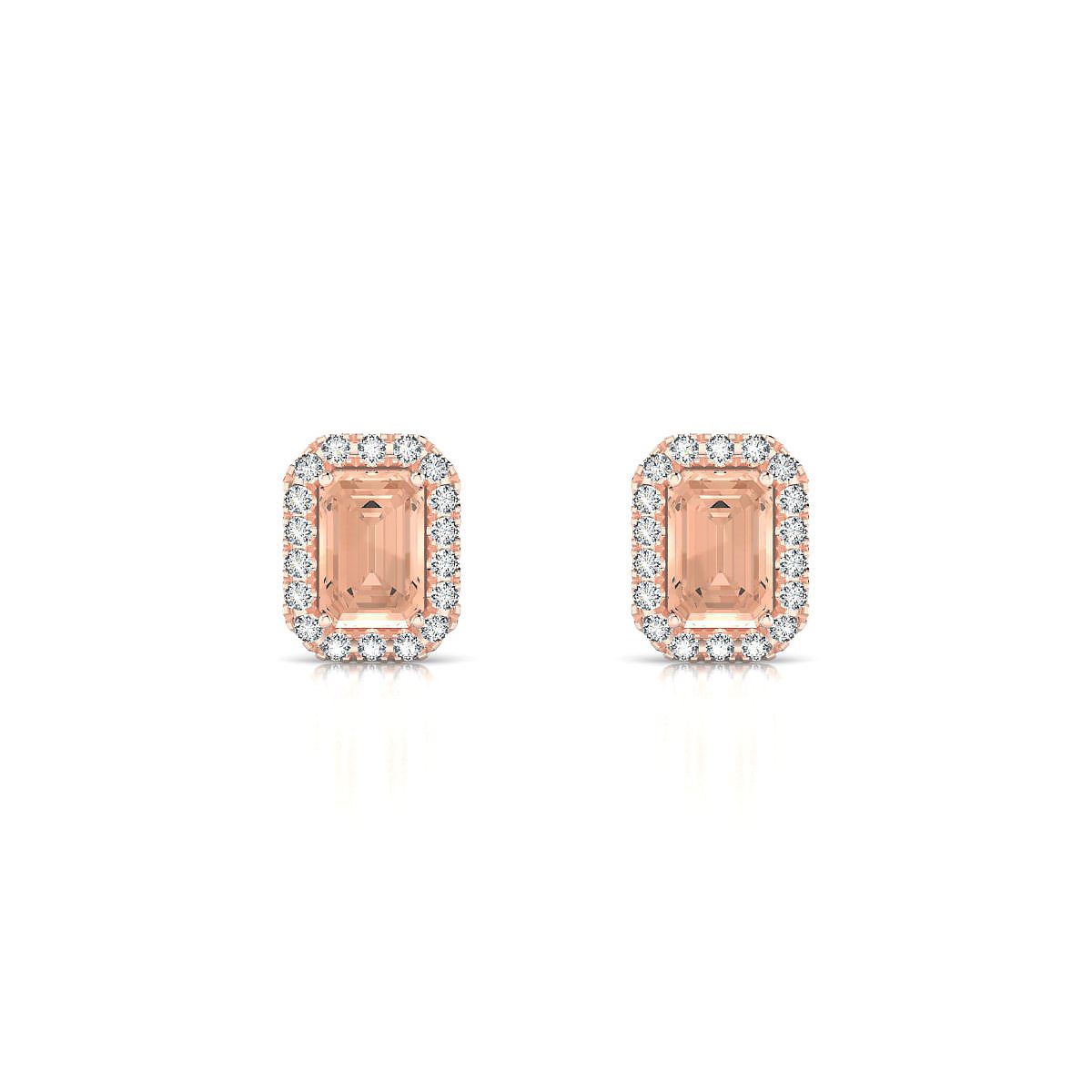 Solar | 18k Rose Gold 6 x 4 mm Emerald Morganite Earrings