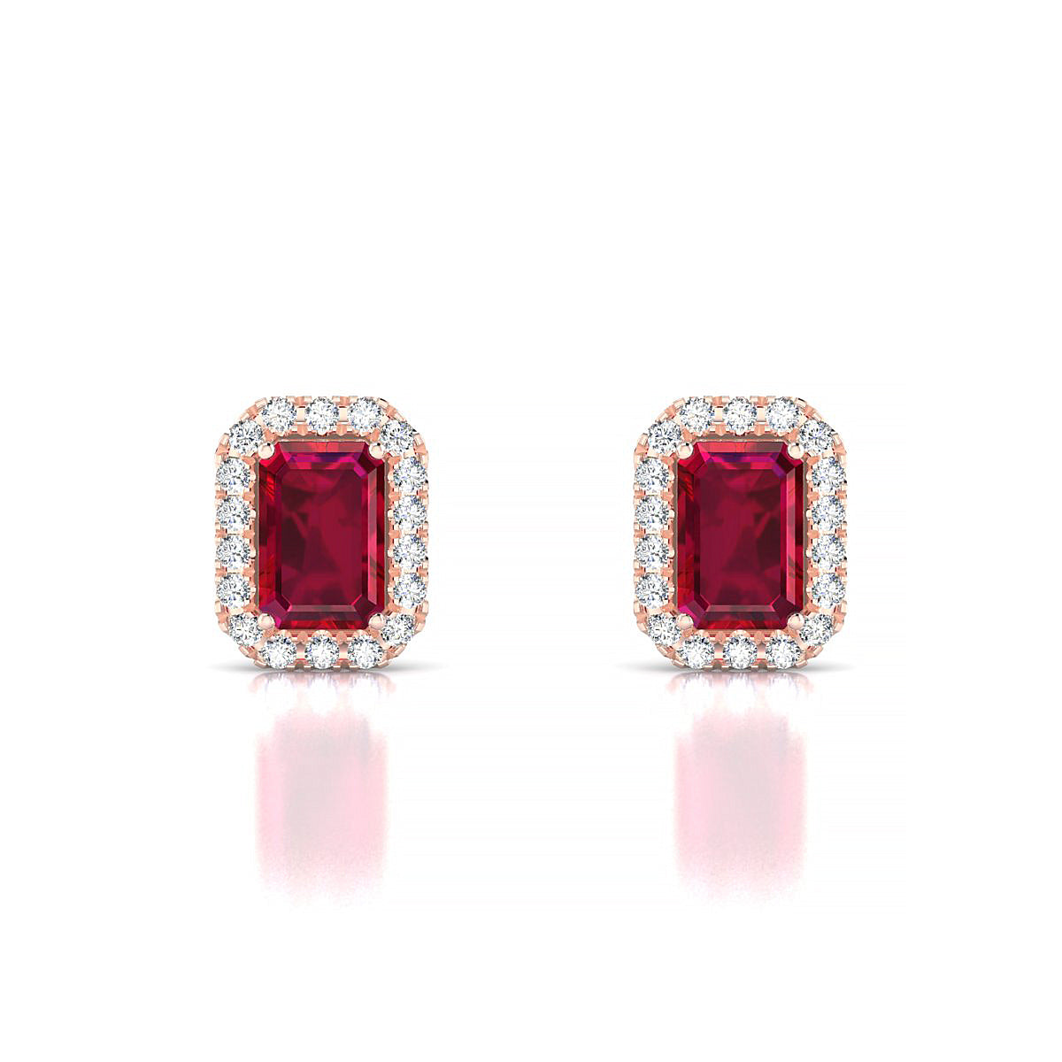 Solar | 18k Rose Gold 6 x 4 mm Emerald Ruby Earrings