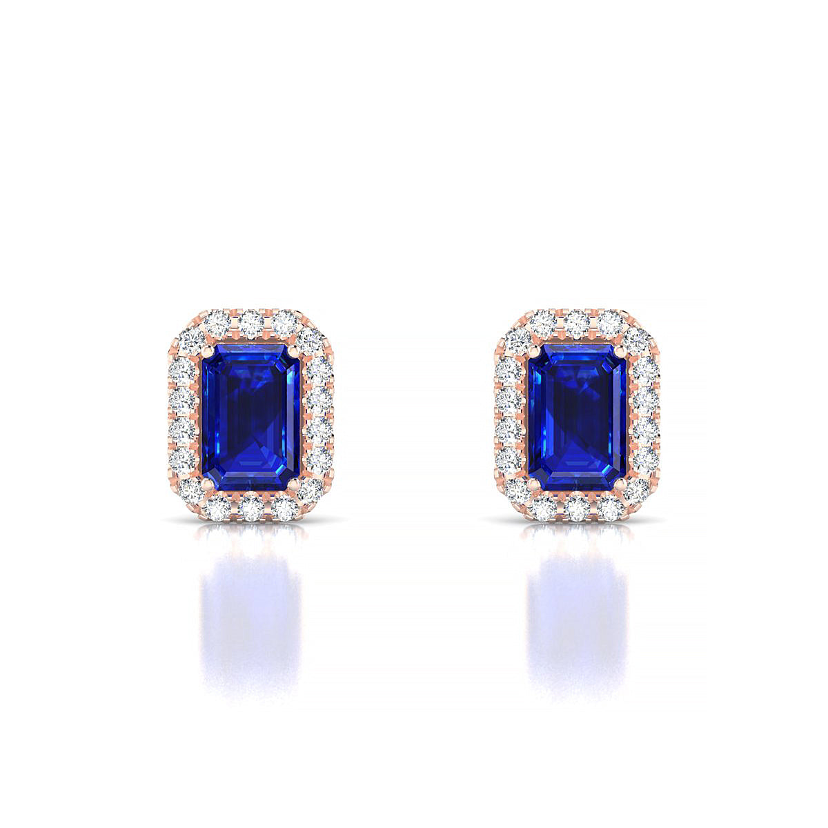Solar | 18k Rose Gold 6 x 4 mm Emerald Sapphire Earrings