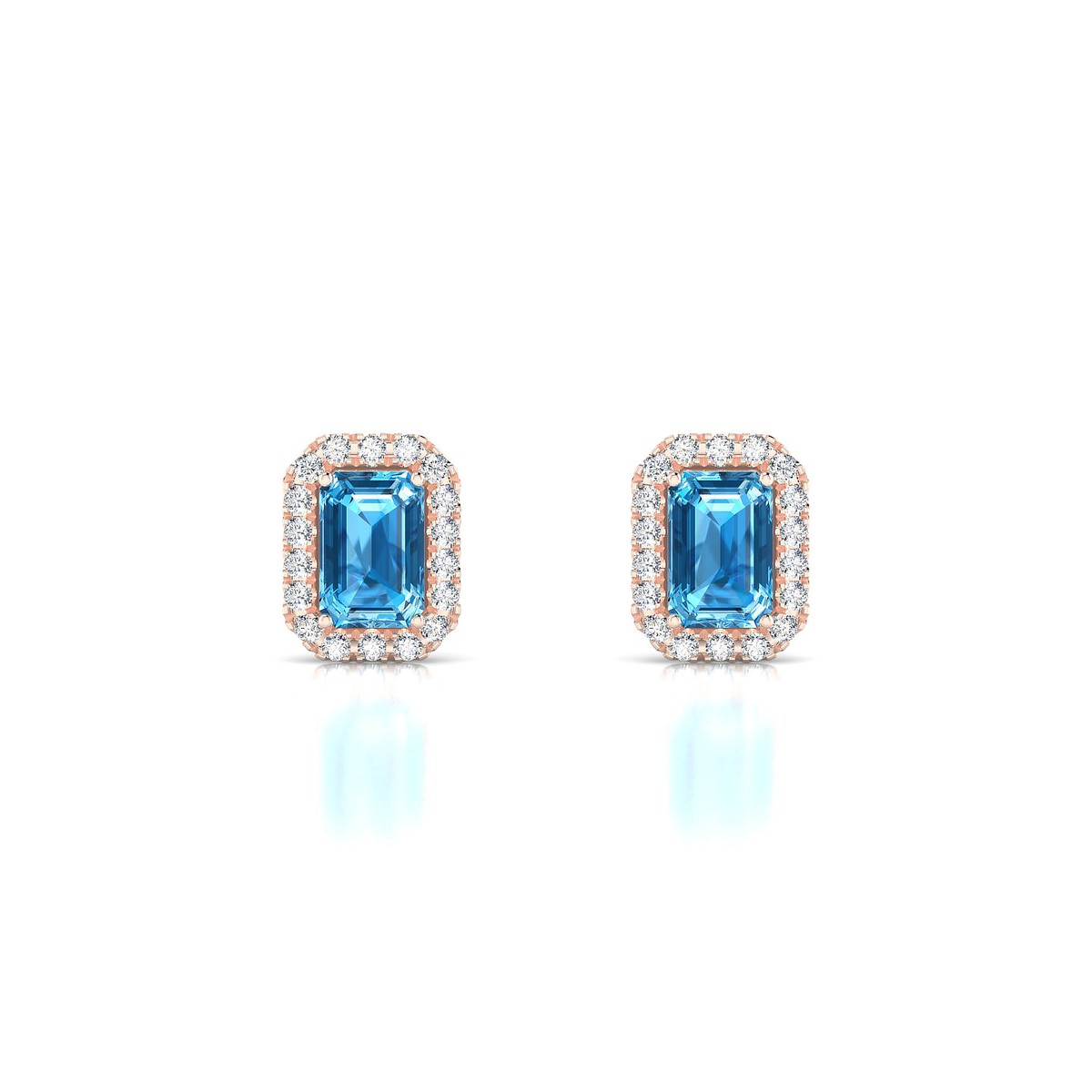 Solar | 18k Rose Gold 6 x 4 mm Emerald Topaz Earrings
