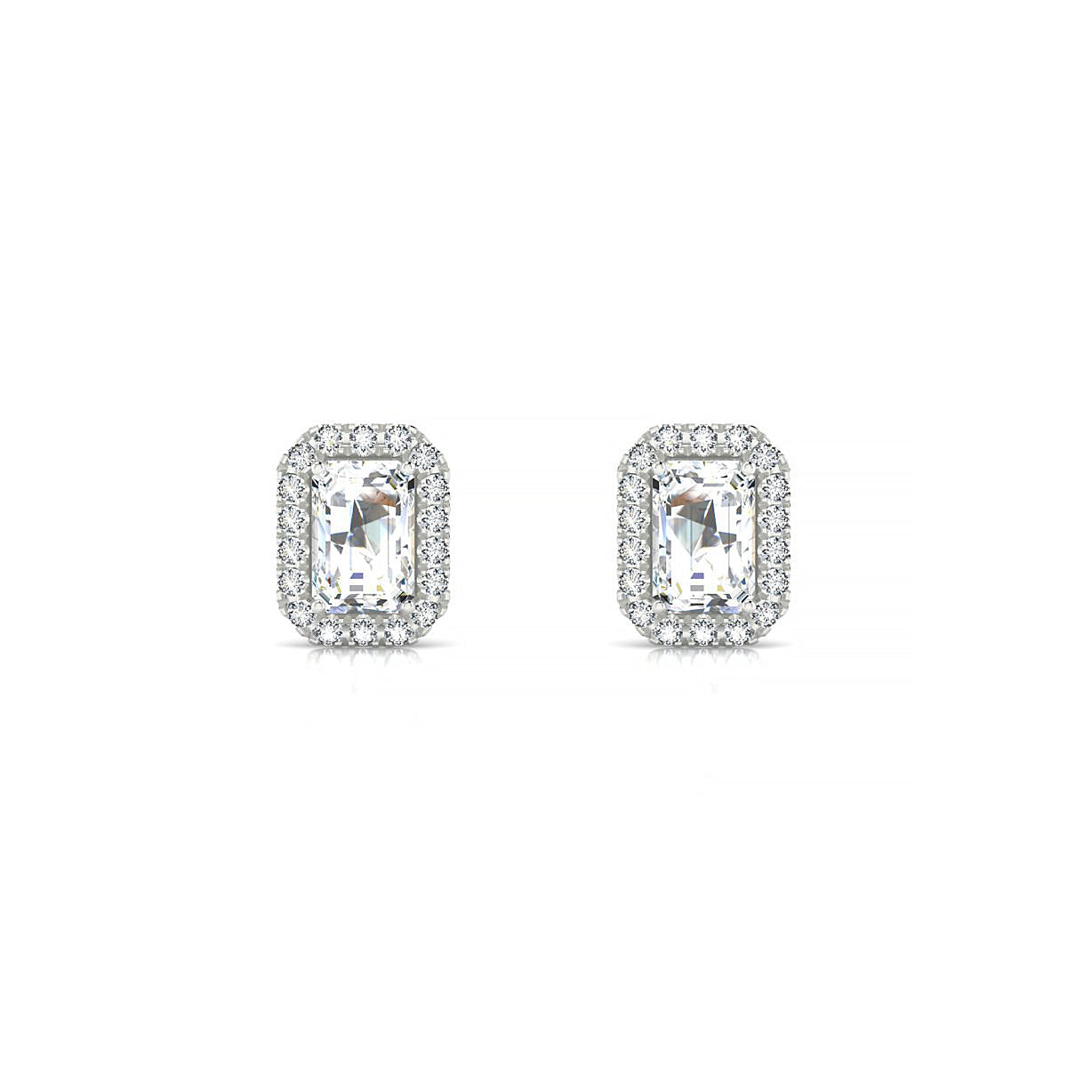 Solar | 18k White Gold 6 x 4 mm Emerald Diamond Earrings