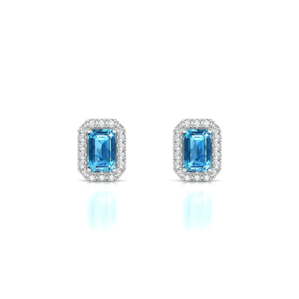 Solar | 18k White Gold 6 x 4 mm Emerald Topaz Earrings