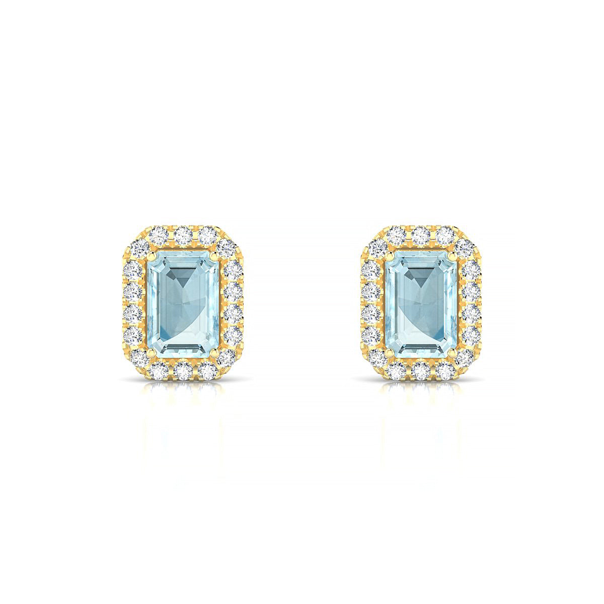 Solar | 18k Yellow Gold 6 x 4 mm Emerald Aquamarine Earrings