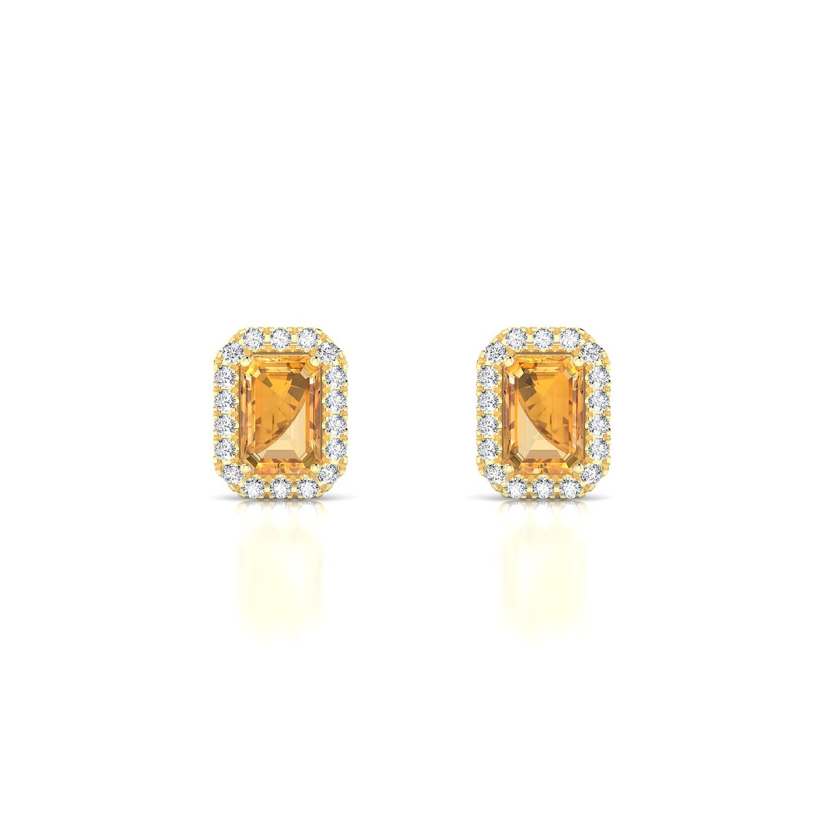 Solar | 18k Yellow Gold 6 x 4 mm Emerald Citrine Earrings