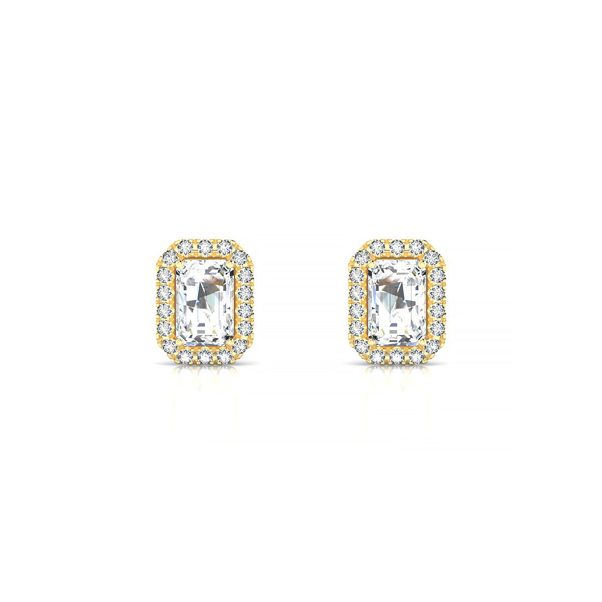 Solar | 18k Yellow Gold 6 x 4 mm Emerald Diamond Earrings