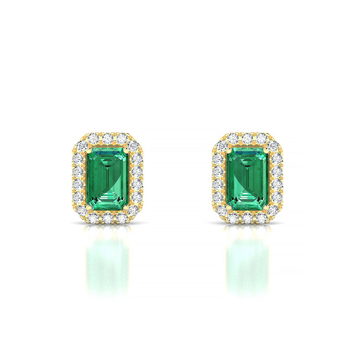 Solar | 18k Yellow Gold 6 x 4 mm Emerald Emerald Earrings