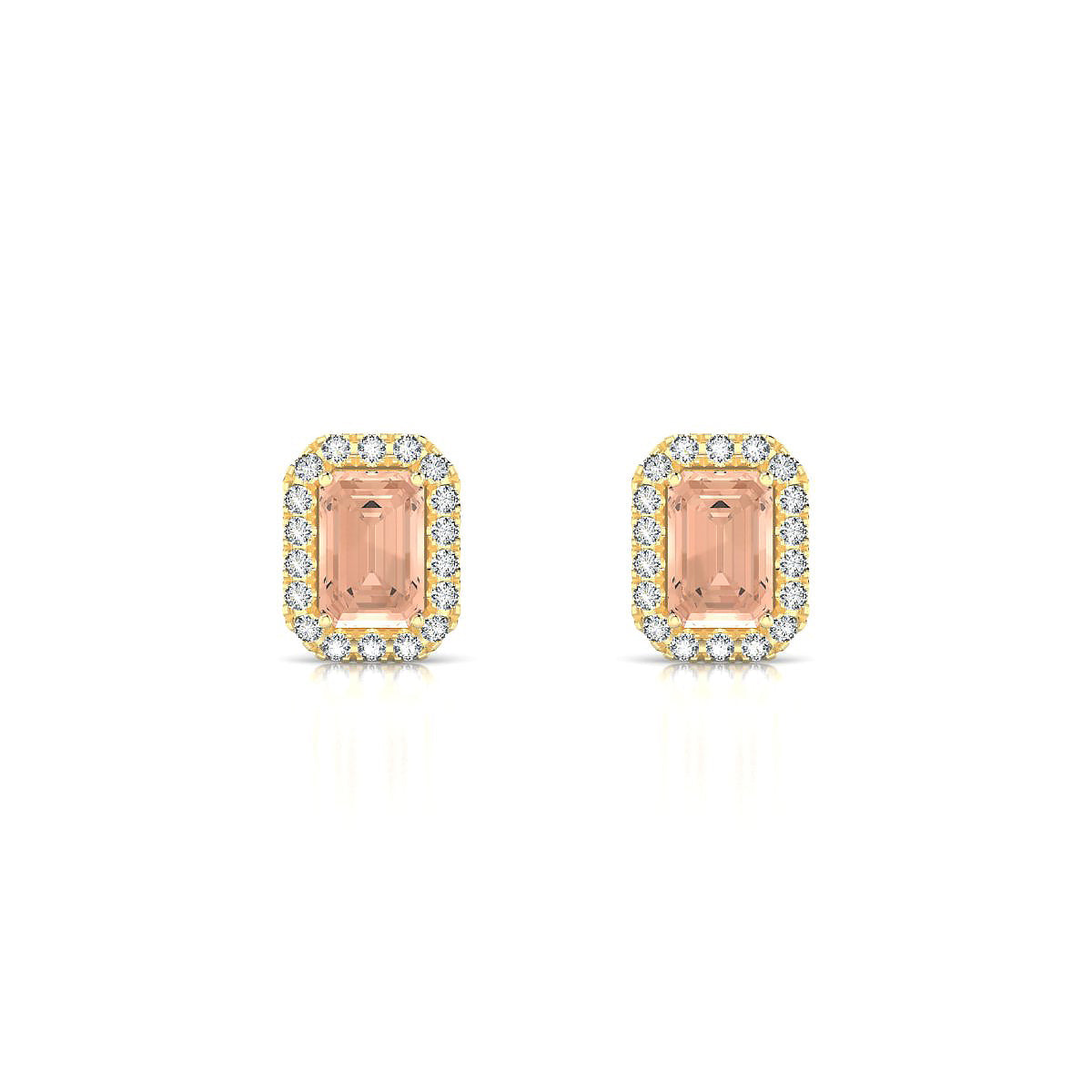Solar | 18k Yellow Gold 6 x 4 mm Emerald Morganite Earrings