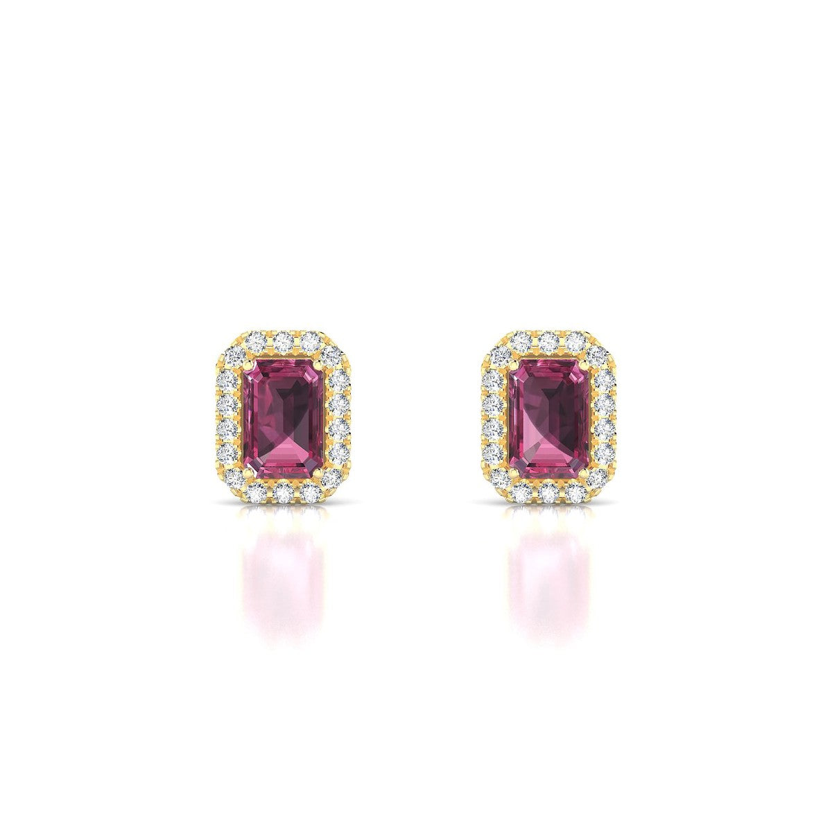 Solar | 18k Yellow Gold 6 x 4 mm Emerald Rhodolite Earrings