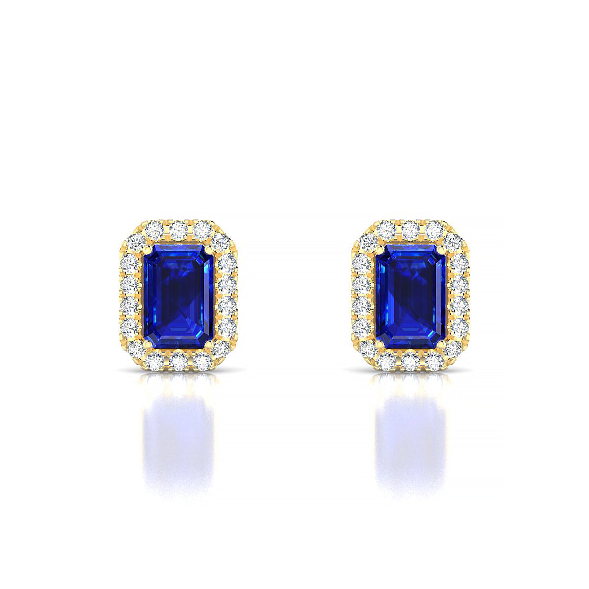 Solar | 18k Yellow Gold 6 x 4 mm Emerald Sapphire Earrings